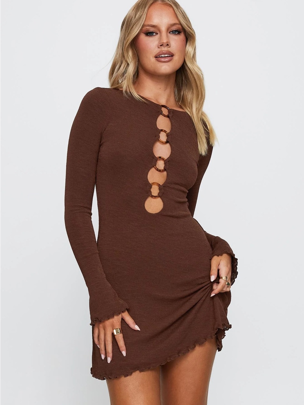 Princess Polly Dejonge Ring Dress Brown